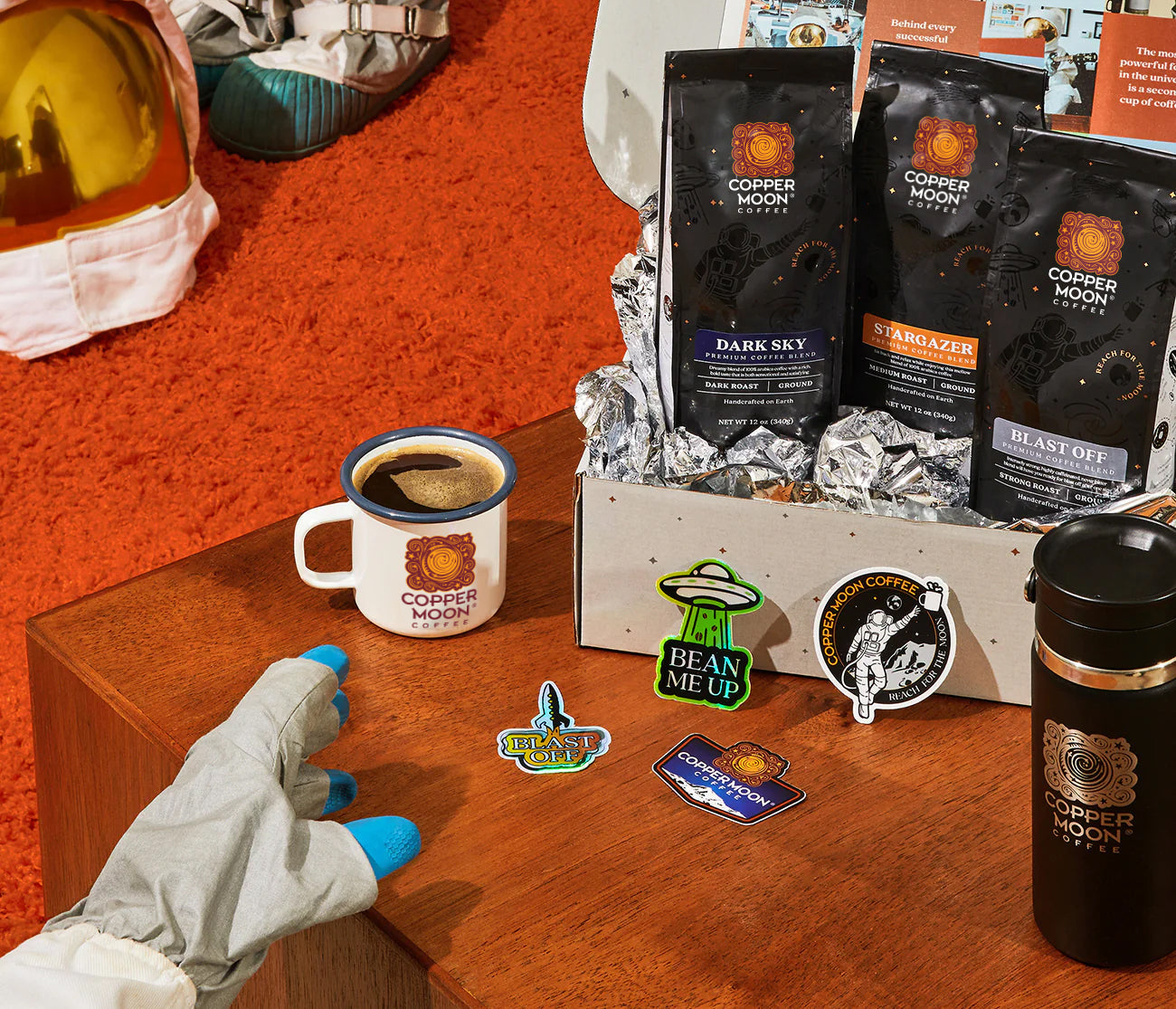 Copper Moon Coffee products and brand experience