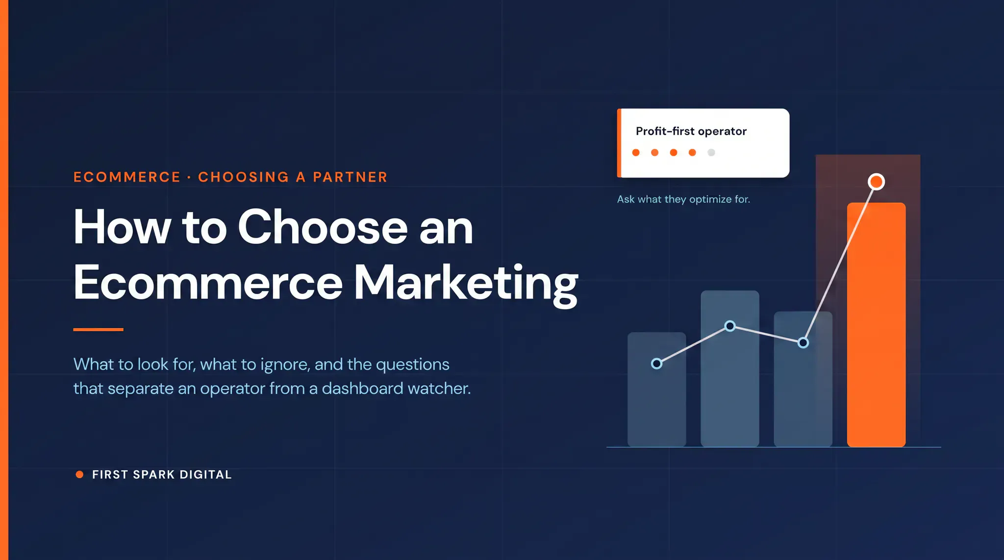 First Spark Digital guide to choosing an ecommerce marketing agency with a profit-first scorecard and growth chart